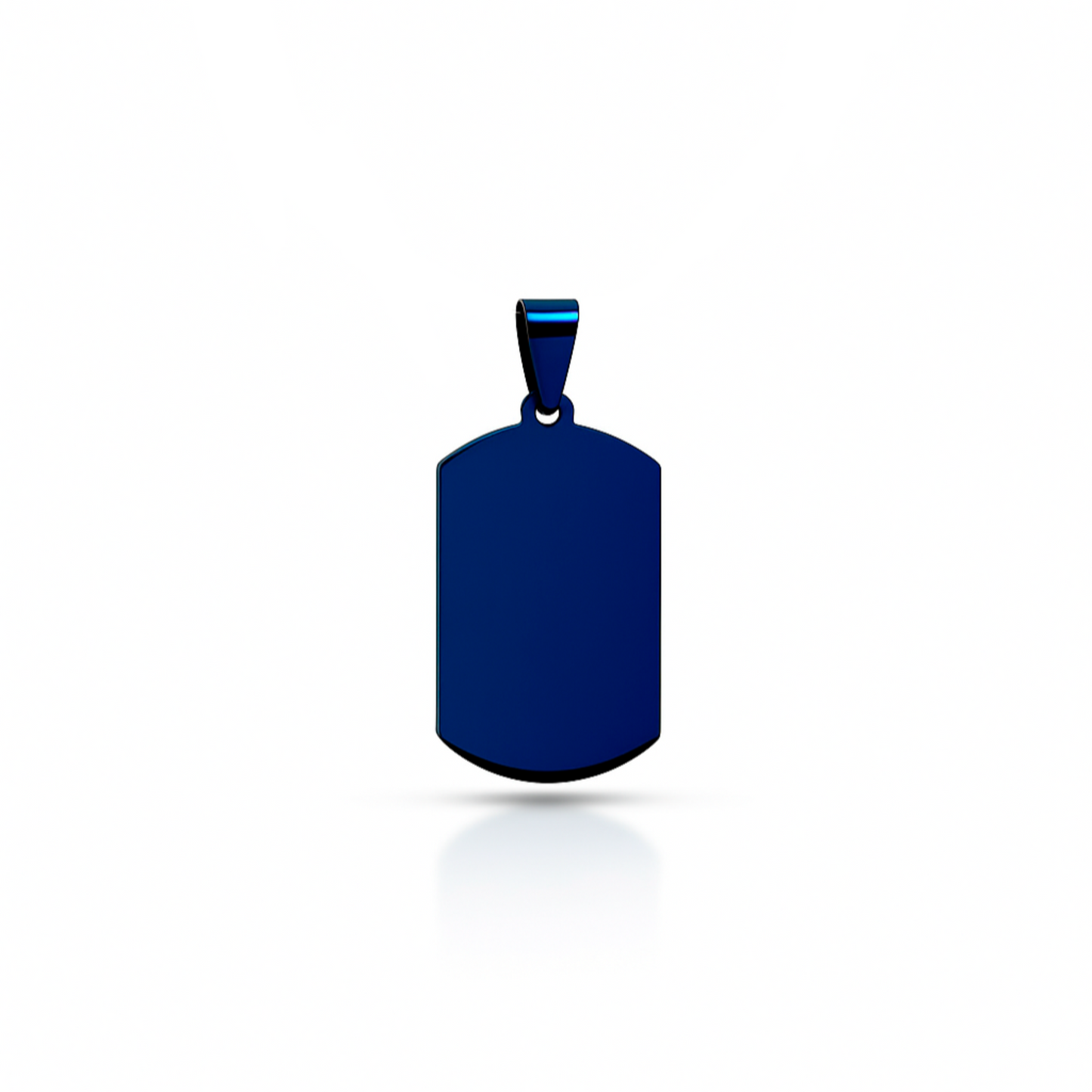 Chapa Azul de 1,5 cm x 2,4 cm. Esta pieza está diseñada para grabar fotos, mensajes y diseños únicos. Perfecta tanto para quienes buscan un detalle especial . Además, incluye ¡Cadena GRATIS para que la luzcas desde el primer momento!