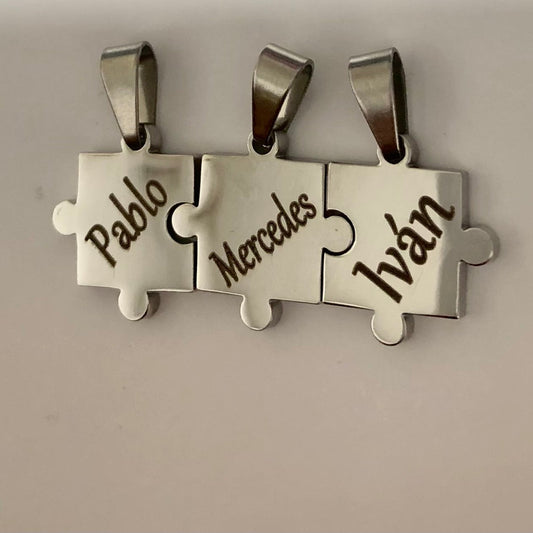 Colgante Puzzle triple personalizado