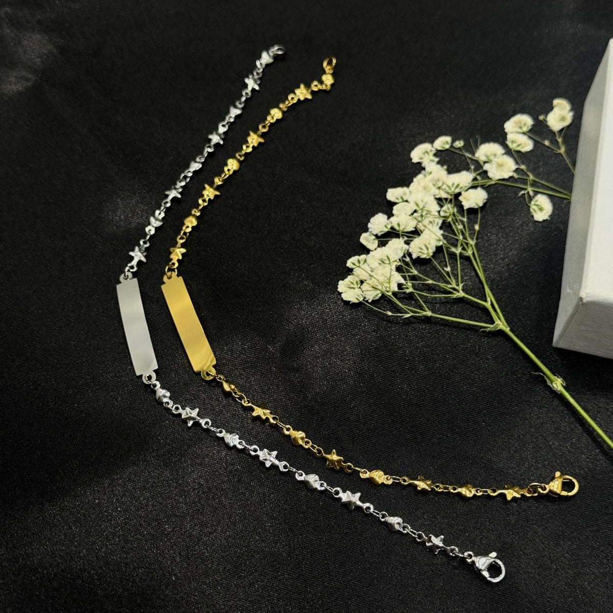 Pulsera Fina Estrella y Corazón